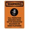 Signmission OSHA WARNING Sign, Fall Protection Required, 10in X 7in Rigid Plastic, 7" W, 10" H, Portrait OS-WS-P-710-V-13179 - alternate 1